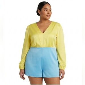 NWT Ashley Stewart Two-Tone Colorblock Satin Romper